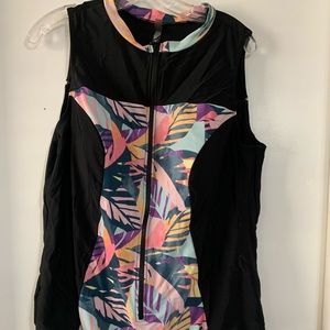 Torrid 1-piece zip up swimsuit-leaves 3
